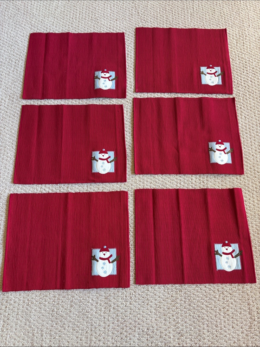 Set of 6 Red Snowman Placemats
